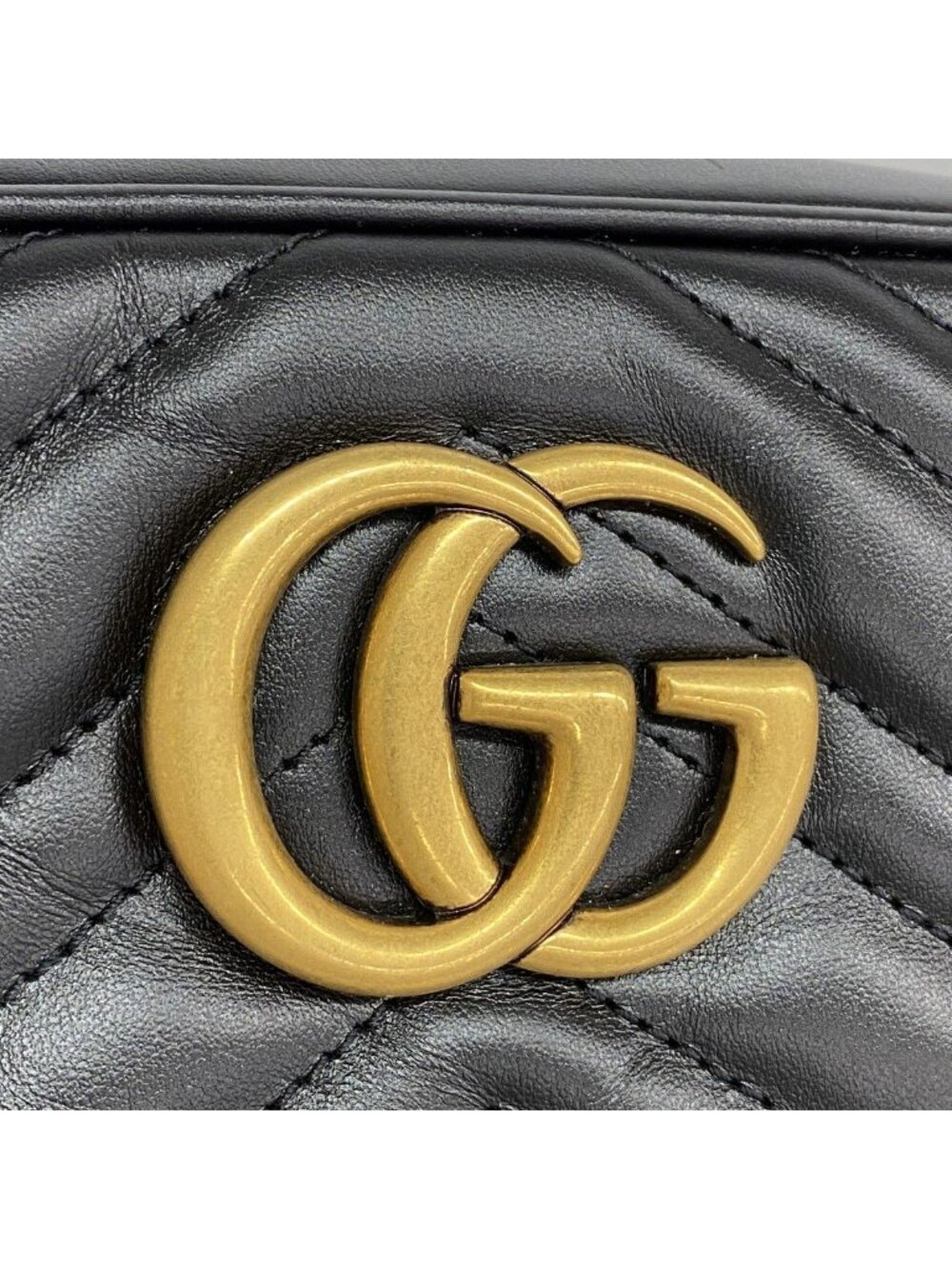 Gucci Shoulder Bag GG Marmont Leather Black Gold - Picture 6 of 7